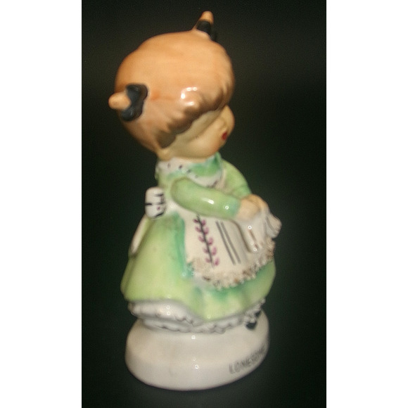Vintage Ucagco Girl Green Dress “Lonsome for You" Valentine Figurine Japan RARE - Picture 10 of 14